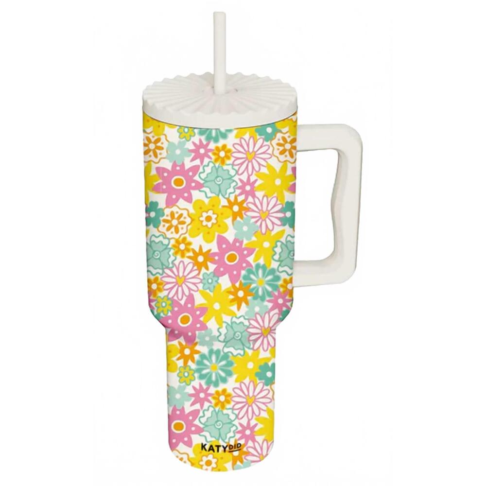 NEW KATYDID spring flowers tumbler in white